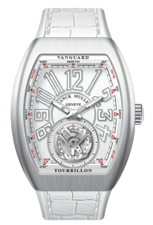 Best FRANCK MULLER Vanguard Tourbillon Brushed Stainless Steel - White V 41 T (BR) (BC) (AC) (BLC BLC AC BR) Replica Watch